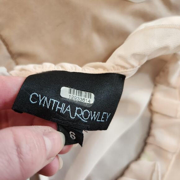 Cynthia Rowley Long Sleeve High Neck Tiered Floral Ruffle Shift Dress Pink Sze 6 - Picture 10 of 11